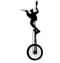 Silhouette Of A Clown Performing On A Bicycle