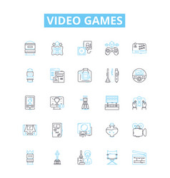 Video Games Line Icons Set Gaming