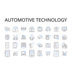 Automotive Technology Line Icons Collection Space