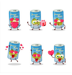 Coconut Water Can Cartoon Character With Love