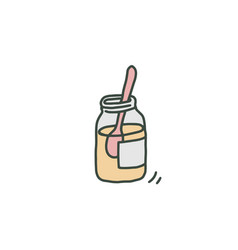 Jar With Sugar Syrup Or Honey And Spoon Doodle