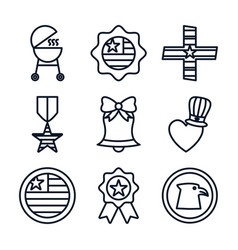 Memorial Day Line Style Icon Set Design