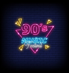 Neon Sign Music Festival With Brick Wall