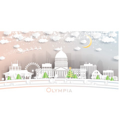 Olympia Washington City Skyline In Paper Cut