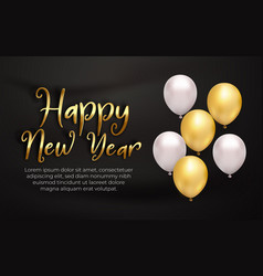 Realistic Happy New Year White Gold Balloon