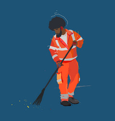 A Road Cleaner Sweeps The Street