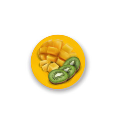 Composition Kiwi Slices And Diced Mango