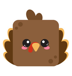 Cute Square Turkey Face Cartoon Head Of Animal