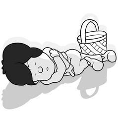 Drawing Of A Black-haired Boy Sleeping