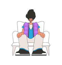 Man Is Sitting In A Chair Character Trendy Style