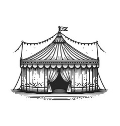 Circus Tent Engraving Line Art