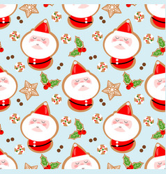 Cute Santa Claus Cookies Seamless Pattern