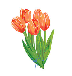 Tulips Bouquet Watercolor Spring Holland Flowers