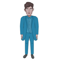 Male Model In A Blue Suit Business Style Cartoon