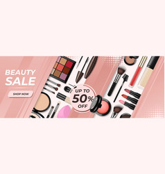 Realistic Cosmetic Banner Makeup Products Sale