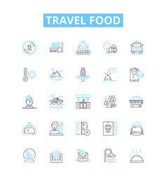 Travel Food Line Icons Set Voyage Cuisine