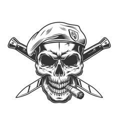 Vintage Monochrome Soldier Skull In Beret