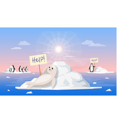 Cute Penguins And Seal Are Asking For Help