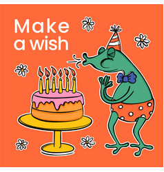 Frog Makes Wish Birthday Ig Post Cartoon Flat