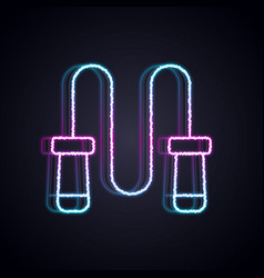 Glowing Neon Line Jump Rope Icon Isolated On Black