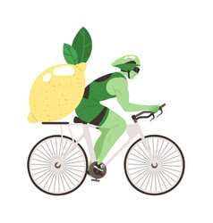 Sportive Man Cycling With Lemon As Ketogenic Diet