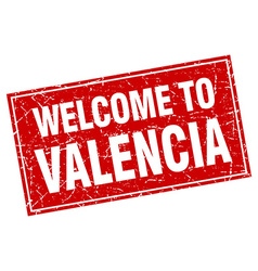 Valencia Red Square Grunge Welcome To Stamp