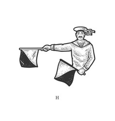 Flag Semaphore Letter H Sketch