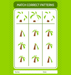 Match Pattern Game With Coconut Tree Worksheet