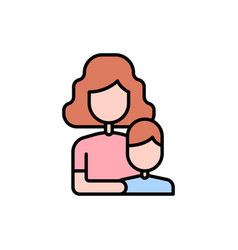 Mom And Son Icon Flat Color Sign For Mobile