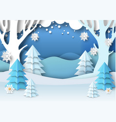 Winter Background In Paper Cut Art Style