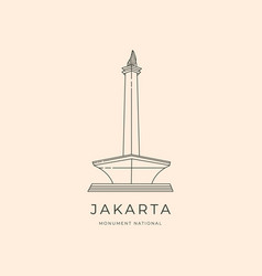 Monument National Logo Line Art Design Jakarta