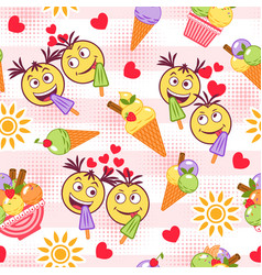 Pattern With Ice Cream Crazy Emoji Love Couple