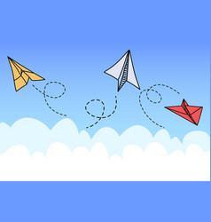 Doodle Paper Plane Flying Origami Airplanes Sky