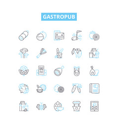 Gastropub Line Icons Set Pub Gastronomy