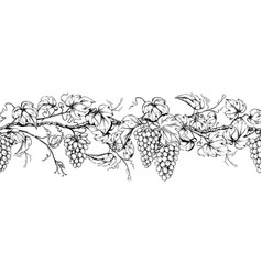 Grape Leaf Seamless Border Wine Garland Pattern