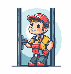 Repairman Construction Worker In Cartoon Style