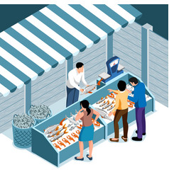 Sea Food Market Isometric Background