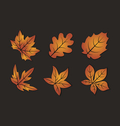 Set Of Leaves With Gradient And Shadow