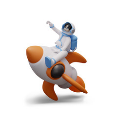 Astronaut Straddled Rocket Colored