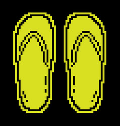 Beach Rubber Slippers Pixel Silhouette Icon