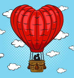 Couple In Love In Heart Air Balloon Pop Art