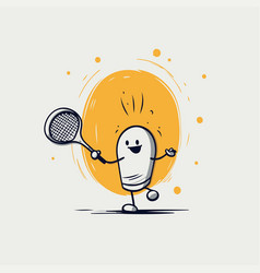 Cartoon Tennis Player Character With Racket