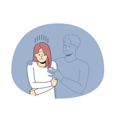 Invisible Man Hugging Sad Woman