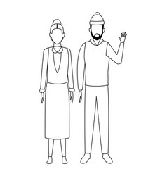 Old Woman And Young Man Avatar Black White