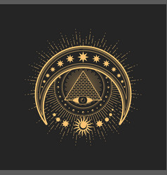 Crescent Eye Of Providence Egypt Pyramid Moon