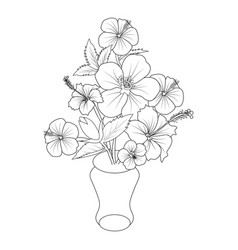 Decorative Hibiscus Flower Bouquet With A Vase