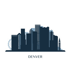 Denver Skyline Monochrome Silhouette