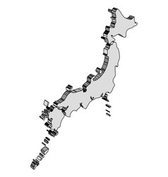 Japanese 3d Map Silhouette