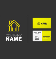 Logotype Line Farm House Icon Isolated On Grey