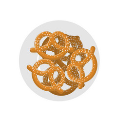 Pretzel On Plate Top View Beer Snack On Dish Food